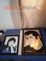 Two vintage mirrors of john travolta and cliff Richard.
