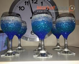 Wine glitter glass