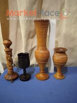 4 ξύλινα χειροποίητα σκαλιστά από ελιά και έβενο.