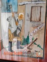 Παλαιός πίνακας υδατογραφία του π.μελα. 48Χ37cm.