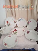 9 παλαιά πιάτα του ΣΥΠ, Αγγλικά, με απεικόνιση τριαντάφυλλα.