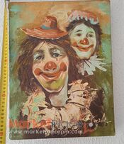 Παλαιός πίνακας ζωγραφικής με παλιάτσο.