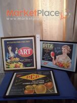 3 διαφημιστικά αντίγραφα τής Αμμοχώστου σέ κορνίζες.