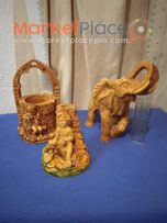 3 παλαιά ρεζιν, τασάκι, ελέφαντας, βάζο.