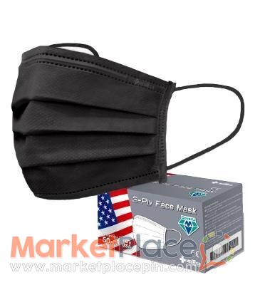 IIR Black 3ply Disposable Face masks packet of 50 - Latsia, Nicosia