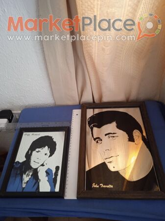 Two vintage mirrors of john travolta and cliff Richard. - Mesa Geitonia, Limassol