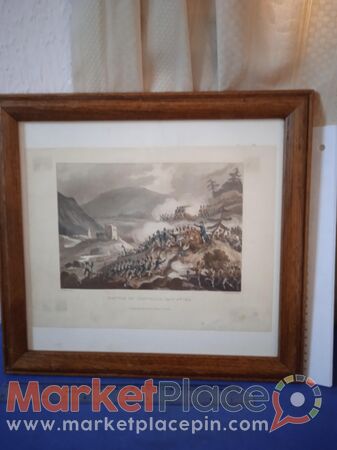 Παλαιά αυθεντική γκραβούρα τού 1821 μάχη του Ναπολέοντα. - Mesa Geitonia, Limassol