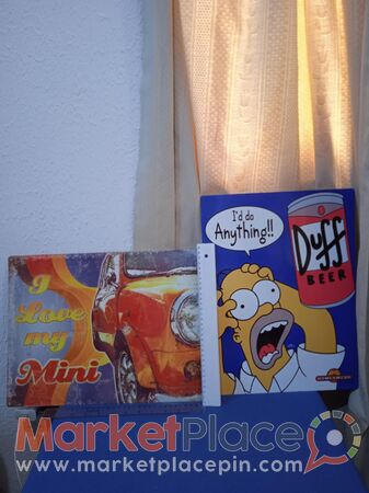 Δύο συλλεκτικές μεταλλικές ταμπέλες. - Mesa Geitonia, Limassol