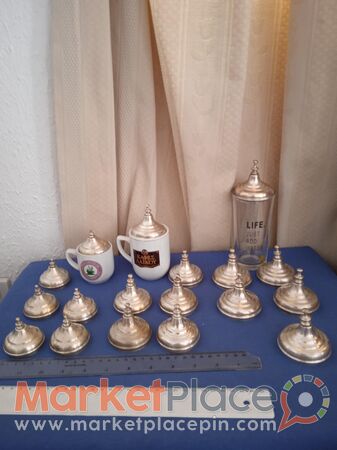 3 εξάδες διαφορετικές από επάργυρα μπρούτζινα καπάκια για τον καφέ. - Limassol, Limassol