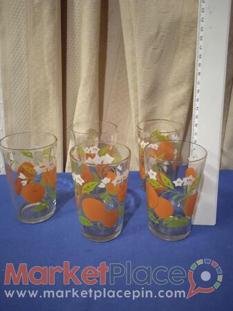 5 παλαιά ποτήρια για χυμό πορτοκαλιού. - 1.Limassol, Limassol