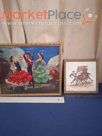 Δύο παλαιές ισπανικές παραστάσεις σε κορνίζα, κεραμικό με αντίγραφο. - 1.Limassol, Limassol