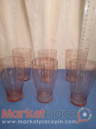 6 παλαιά ποτήρια σέ ροζ χρώμα. - 1.Limassol, Limassol