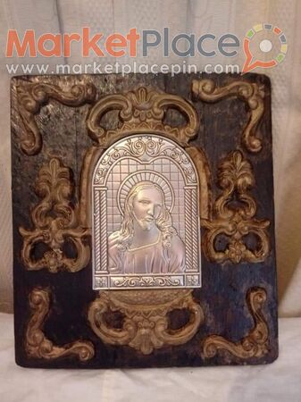 Χάλκινη εικόνα του Χριστού σε ξύλινο διάκοσμο. - 1.Limassol, Limassol