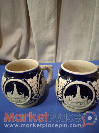 Δύο συλλεκτικές κεραμικές κούπες για κρασί ή μπύρα. - 1.Limassol, Limassol