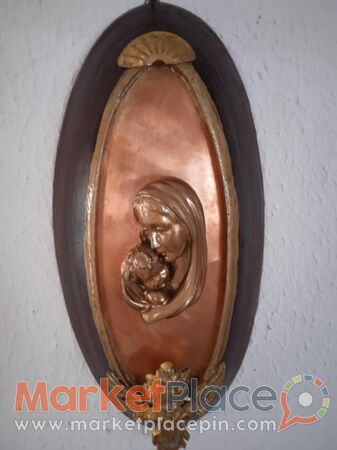 Χειροποίητη εικόνα της Παναγίας σέ ξύλινη κορνίζα σε χαλκό. - 1.Limassol, Limassol