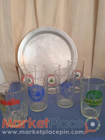 7 συλλεκτικά ποτήρια καφεκοπτειου μαζί με δίσκο. - 1.Limassol, Limassol