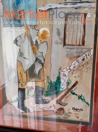 Παλαιός πίνακας υδατογραφία του π.μελα. 48Χ37cm. - 1.Limassol, Limassol