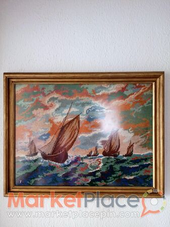 Παραδοσιακός κεντημένος πίνακας σέ ξύλινη κορνίζα.75Χ58cm. - 1.Limassol, Limassol