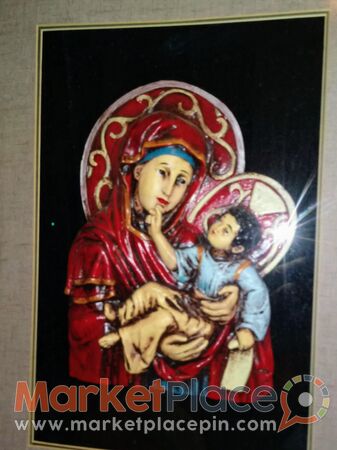 Παλαιά χειροποίητη εικόνα της Παναγίας σέ ξύλινη κορνίζα. - 1.Limassol, Limassol