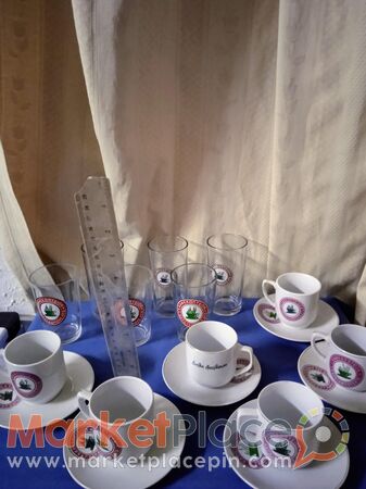 6 συλλεκτικά φλυτσανια διπλού καφέ μαζί με 6 ποτήρια. - 1.Limassol, Limassol