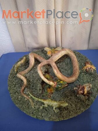 Rare ceramic plate Portuguese palissy majolica by José a Cunha 18 c. - Mesa Geitonia, Limassol