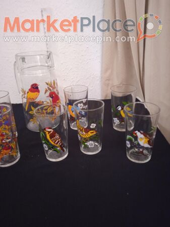 Παλαιά κανάτα με 8 ποτήρια συνδυασμένα. - Mesa Geitonia, Limassol